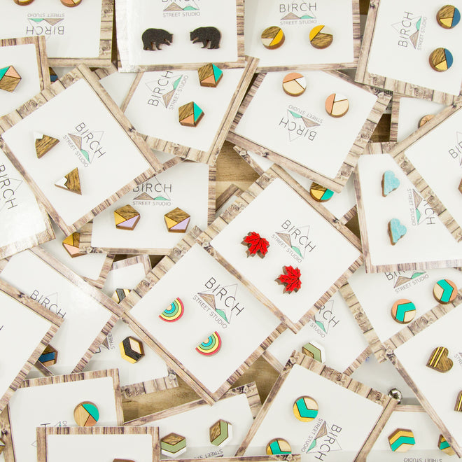 Wood Stud Earrings