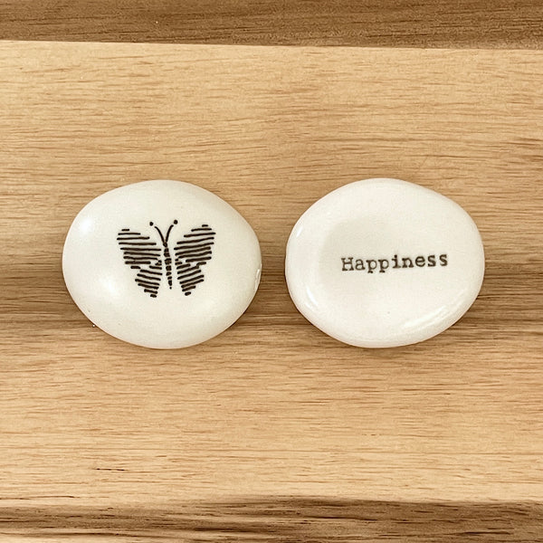 Happiness - Butterfly - Porcelain Pebble