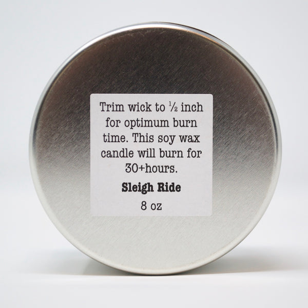 Sunburst candle sleigh ride label