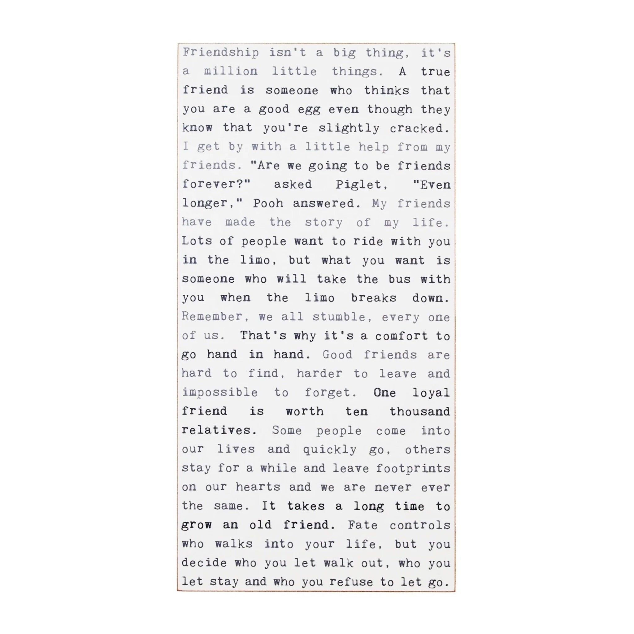 Friendship Typewriter Sign