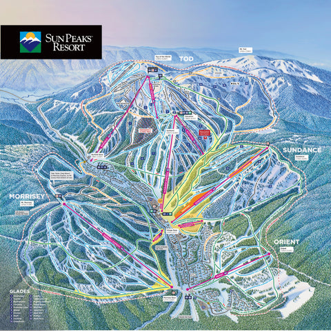 Sun Peaks 2020/21 Trail Map 24" x 24" Photographic Print