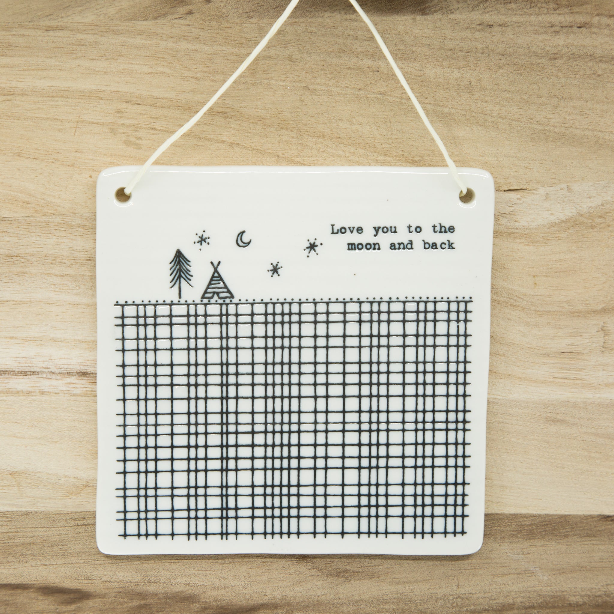 Love you to the moon and back - Square Porcelain Hanger