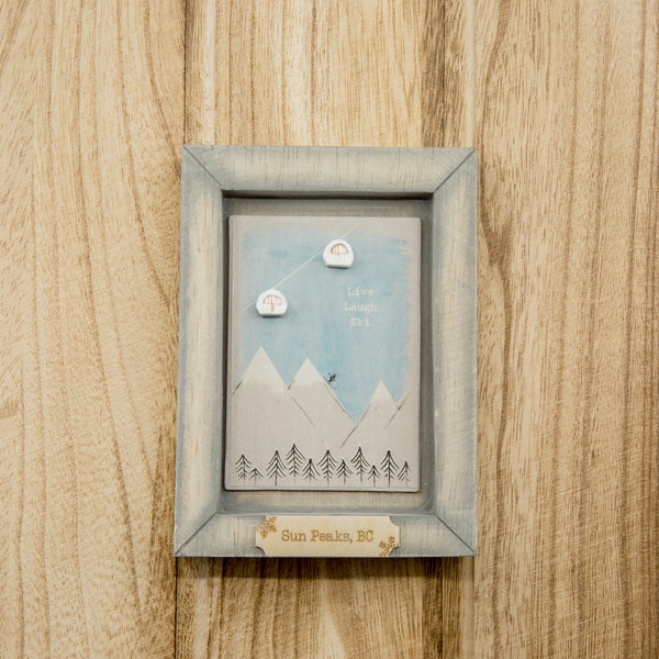 Live, laugh & ski Wooden Block - Sun Peaks Tag