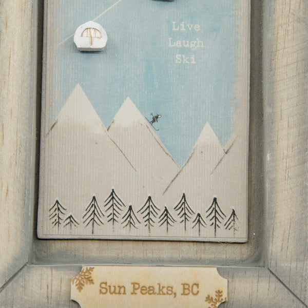 Live, laugh & ski Wooden Block - Sun Peaks Tag