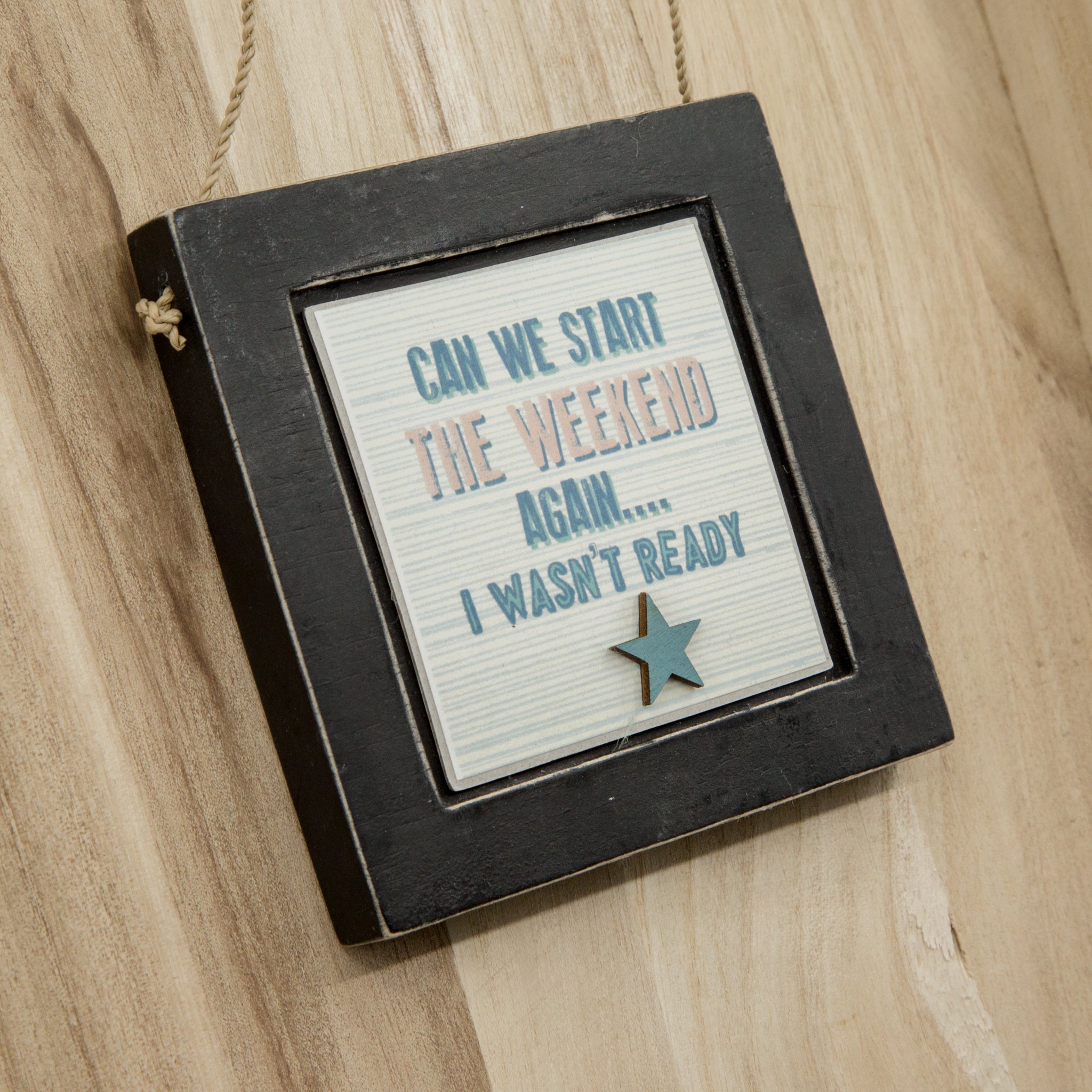 Can we start the weekend again? Wooden Hanging Sign