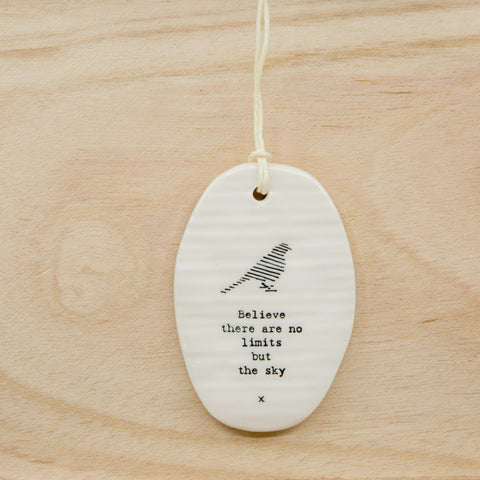 Believe - Oval Porcelain Hanger