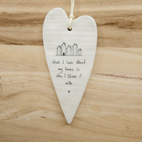 What I love - Long Heart Porcelain Hanger