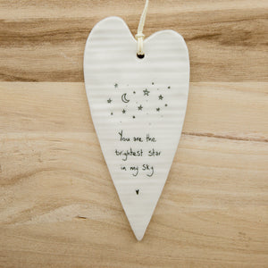 Brightest Star - Long Heart Porcelain Hanger