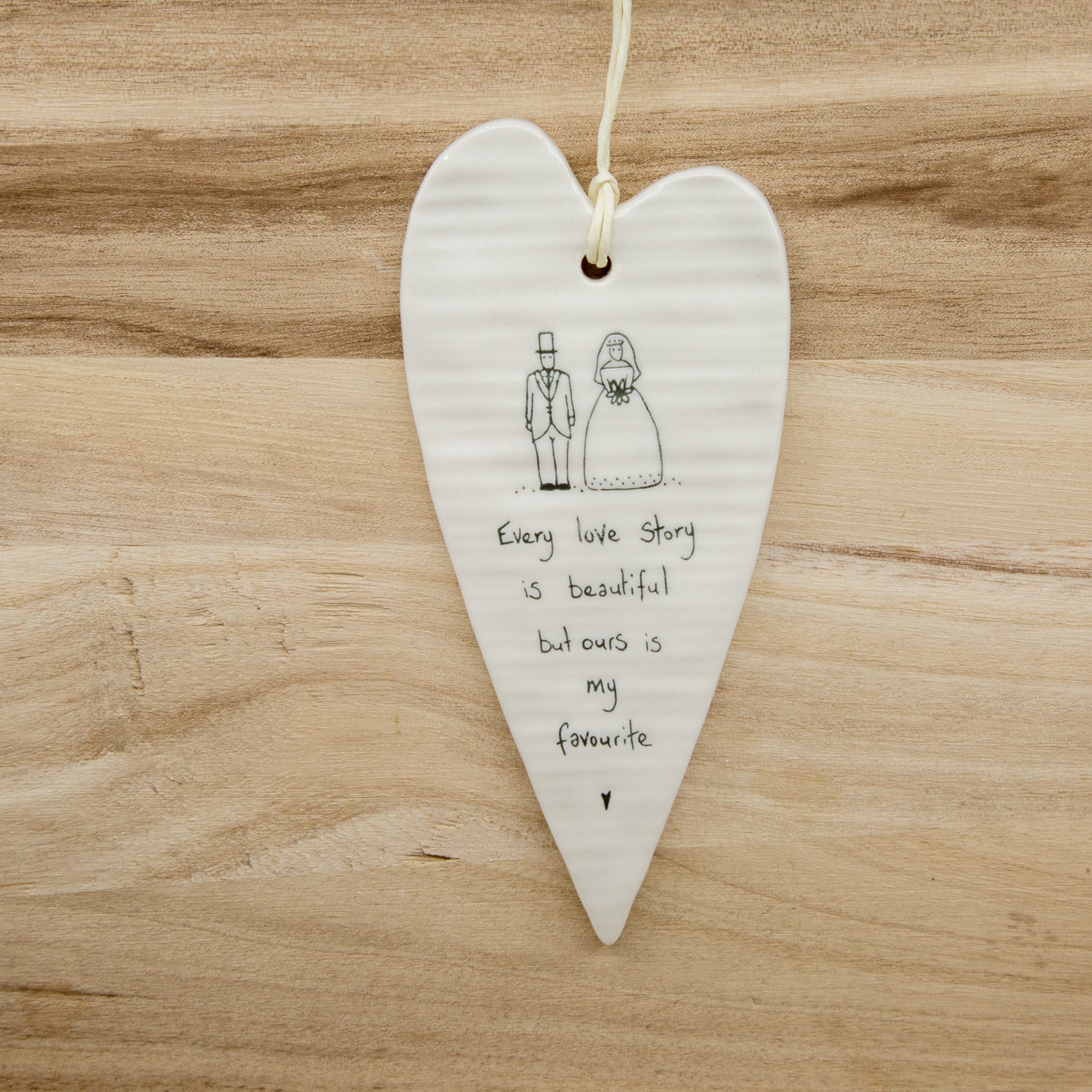 Every love story - Long Heart Porcelain Hanger