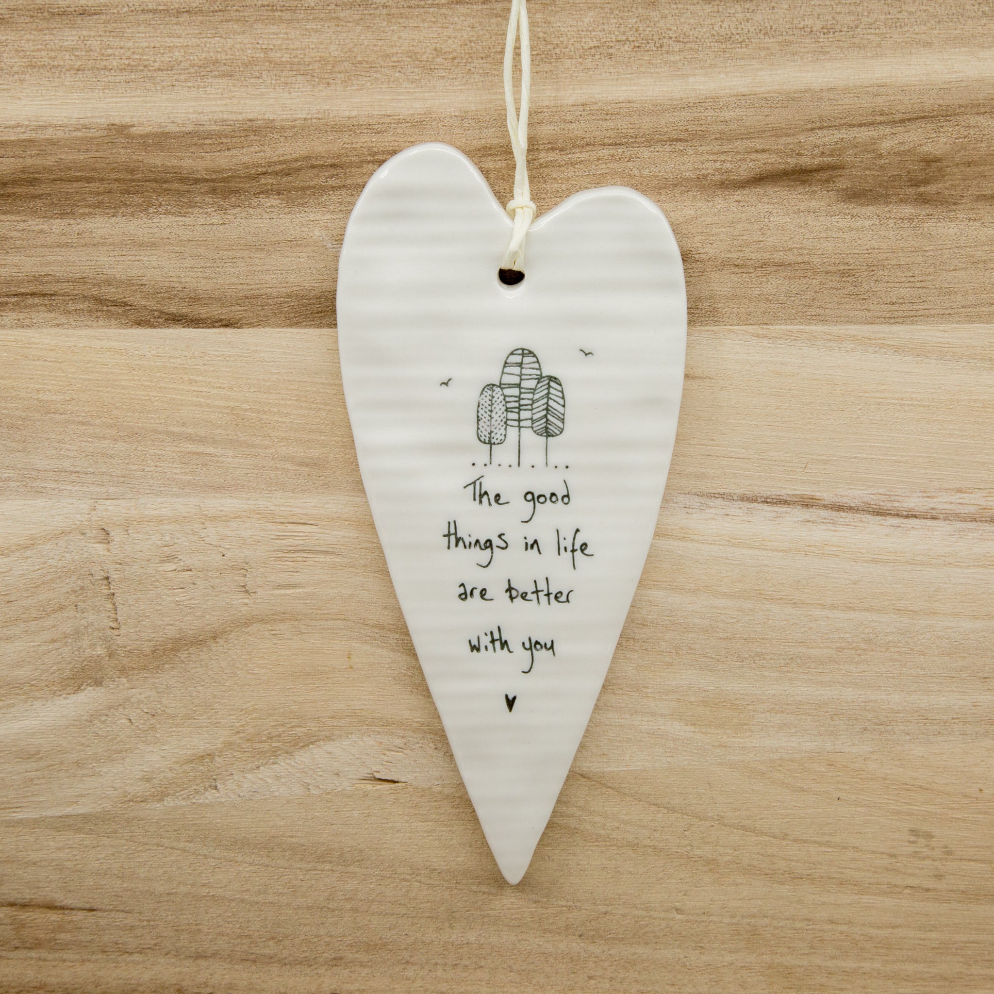 Good things in life - Long Heart Porcelain Hanger