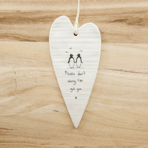 Don't worry - Long Heart Porcelain Hanger