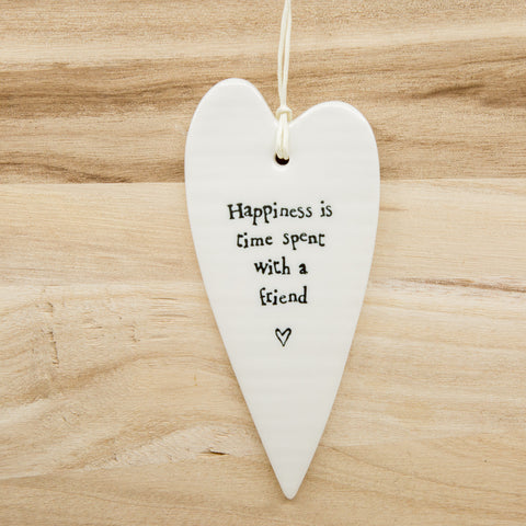 Happiness is - Long Heart Porcelain Hanger