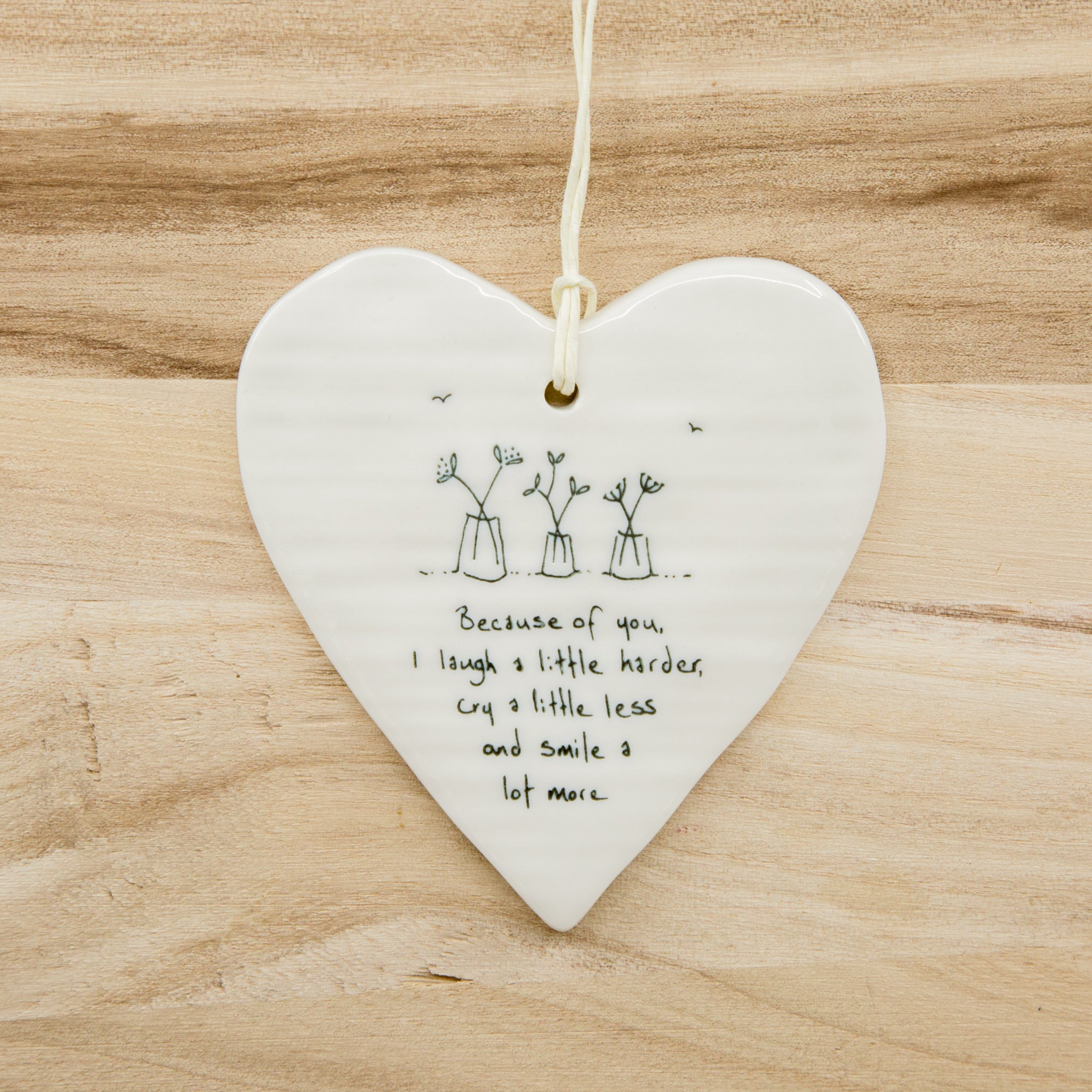 Smile - Round Heart Porcelain Hanger