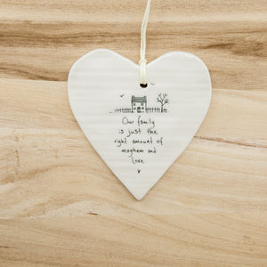 Our family - Round Heart Porcelain Hanger