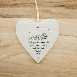 Best Friends - Round Heart Porcelain Hanger