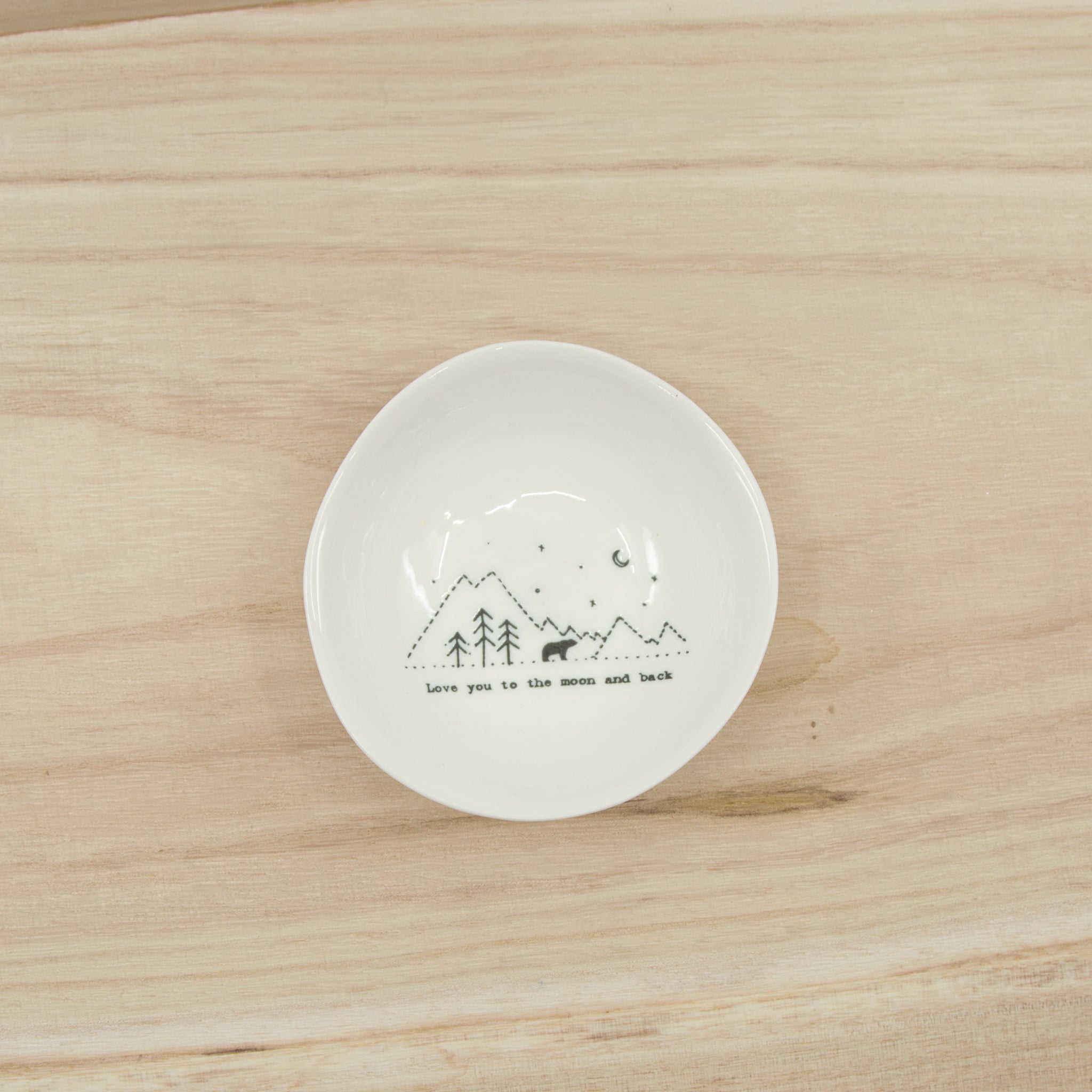 Love you to the moon and back - medium wobbly porcelain bowl