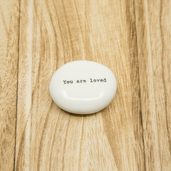 You are loved - Feather - Porcelain Pebble