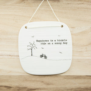 Happiness is a bicycle ride on a sunny day -  Porcelain Hanger