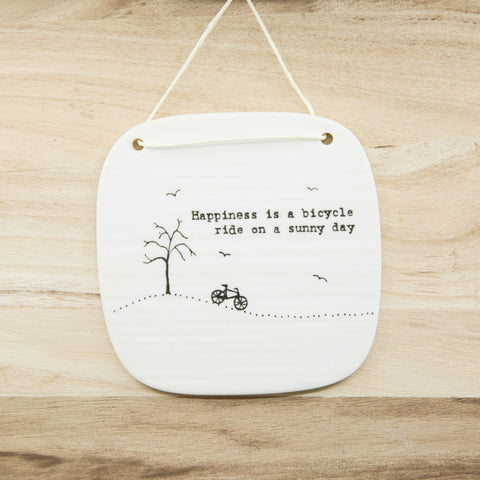 Happiness is a bicycle ride on a sunny day -  Porcelain Hanger