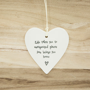 Unexpected Places - Round Heart Porcelain Hanger