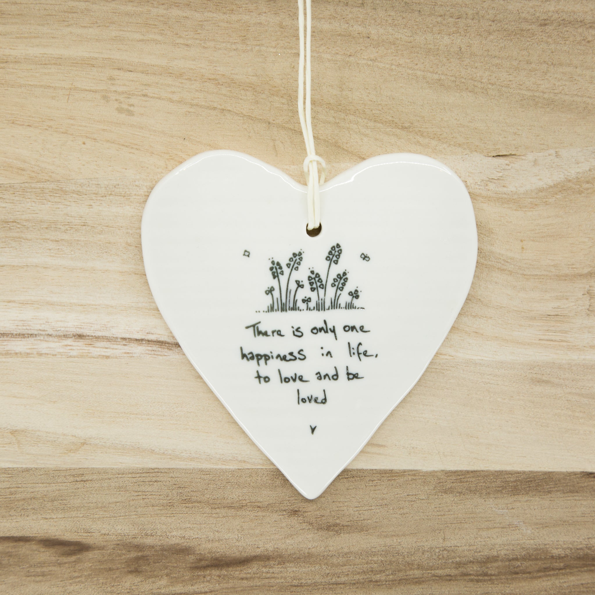 Happiness.... - Round Heart Porcelain Hanger