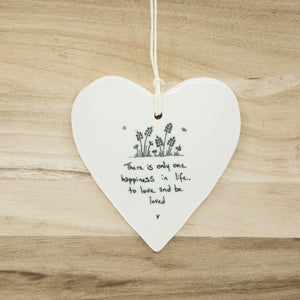 Happiness.... - Round Heart Porcelain Hanger