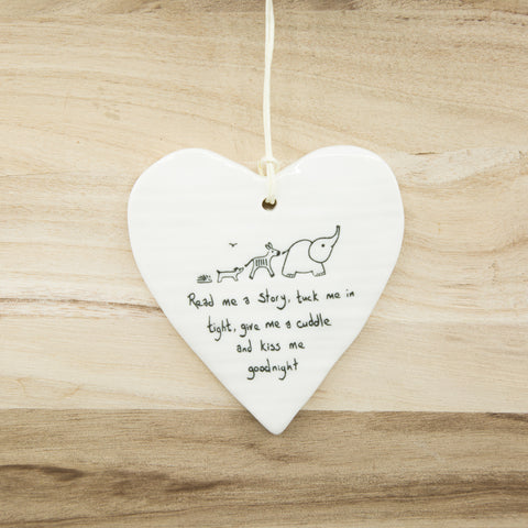 Read me a story -Round Heart Porcelain Hanger