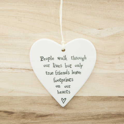 Footprints -Round Heart Porcelain Hanger