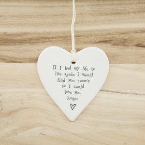 Love you longer - Round Heart Porcelain Hanger