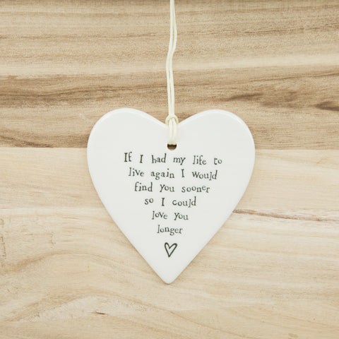 Love you longer - Round Heart Porcelain Hanger