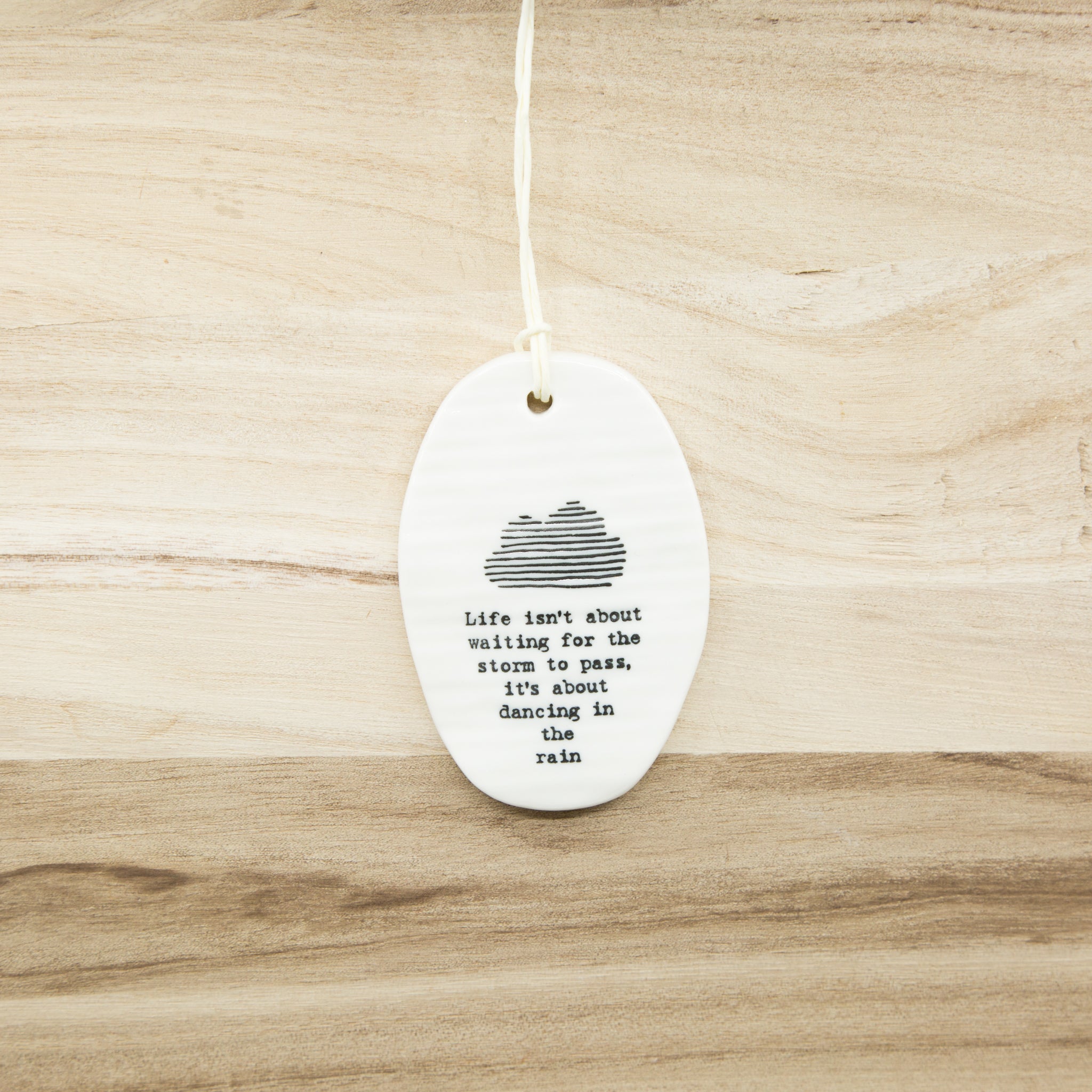 Dancing in the rain- Oval Porcelain Hanger