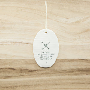 Believe - Oval Porcelain Hanger