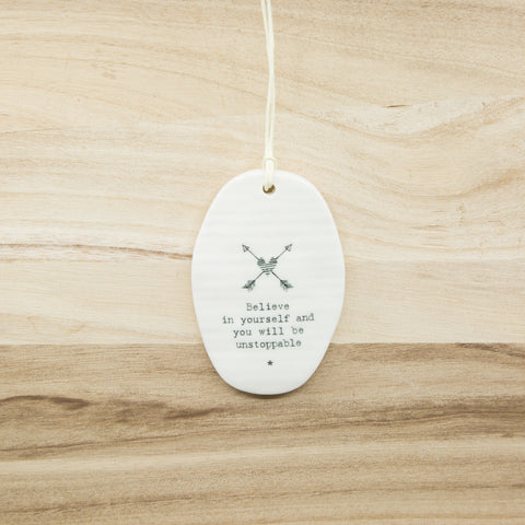 Believe - Oval Porcelain Hanger